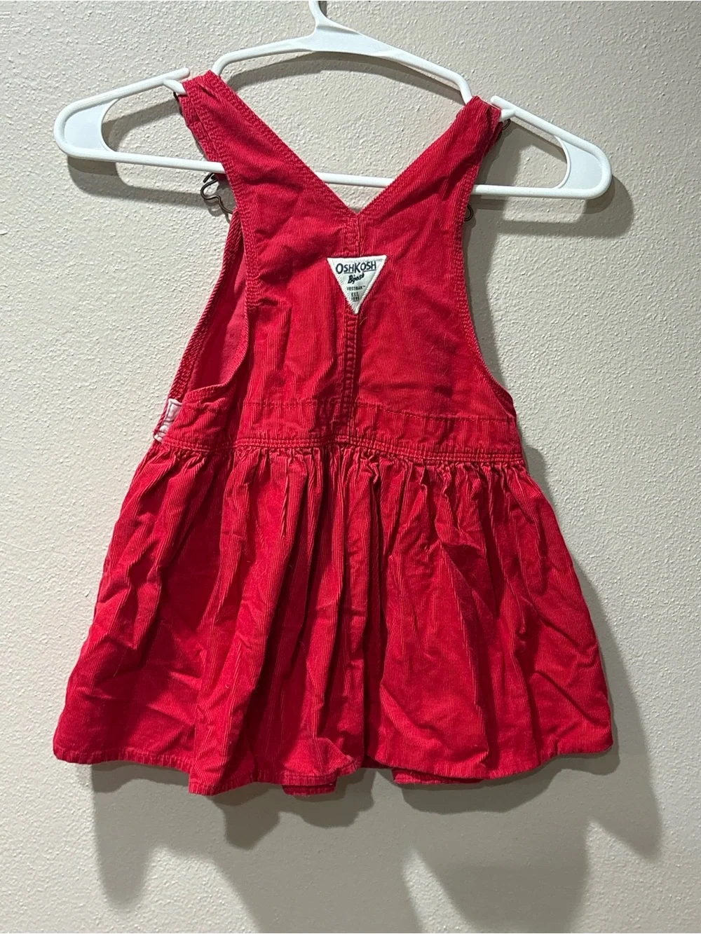 OshKosh B'gosh Red Corduroy overall Dress for toddler girls